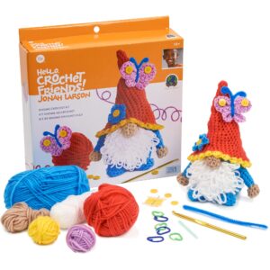 Boye Jonah's Hands Gnome Beginners Crochet Kit for Kids and Adults, Multicolor 12 Piece, Small