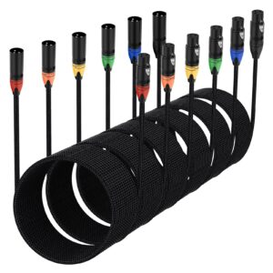 anewbig xlr dmx cables 6ft 6 pack, dmx stage lights 6 ft feet cable, black braided, 6 foot, 6pack