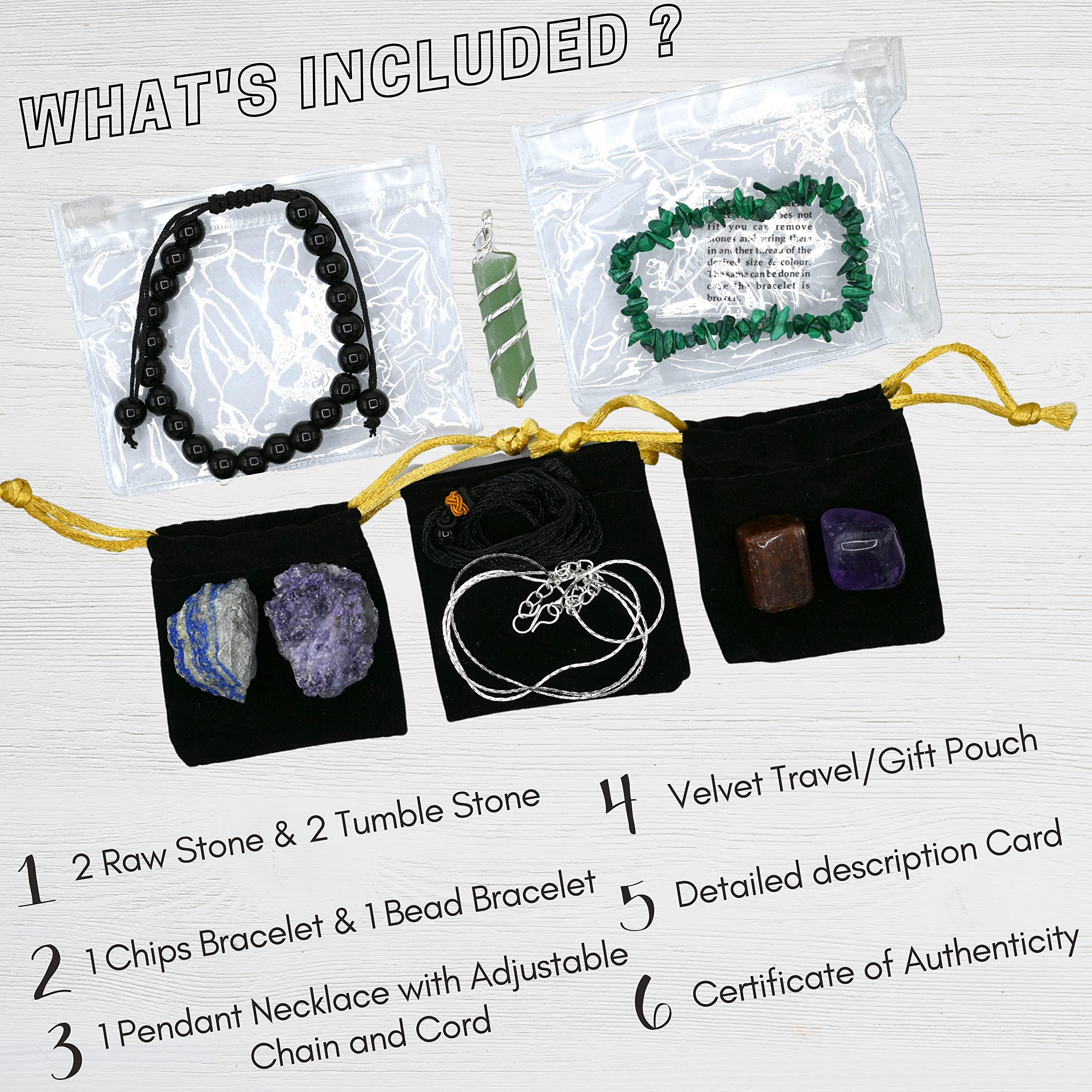 Amazing Gemstone Sagittarius Gifts Crystal Kit for Women Men, Combo Set of Healing Stones, Bracelets and Necklaces Pulseras Para Hombres Mujer Stocking Stuffers (Information Card Included)