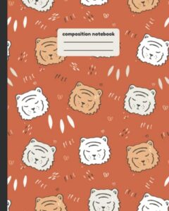 kawaii tiger composition notebook journal : college ruled 110 pages: 8 x 10, cute tiger stationery, animal print journal, cat school notebook