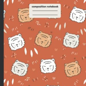 Kawaii Tiger Composition Notebook Journal : College Ruled 110 Pages: 8 x 10, Cute Tiger Stationery, Animal Print Journal, Cat School Notebook