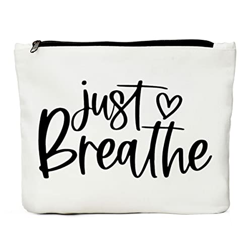 JIUWEIHU Meditation Yoga Gifts Zen Gifts for Women Yoga Instructor Gifts, Yoga Teacher Gifts, Just Breathe Yoga Bag Makeup Bag