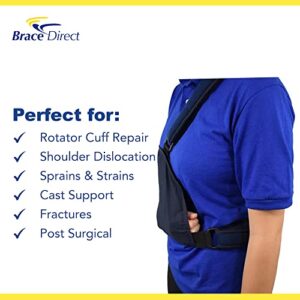 Brace Direct Deluxe Shoulder Immobilizer Arm Sling with Padded Straps- Shoulder Brace for Rotator Cuff Repair, Dislocation, Cast Support, Arm, Wrist, & Hand Injury- For Left or Right Arm