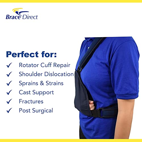 Brace Direct Deluxe Shoulder Immobilizer Arm Sling with Padded Straps- Shoulder Brace for Rotator Cuff Repair, Dislocation, Cast Support, Arm, Wrist, & Hand Injury- For Left or Right Arm