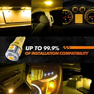 SEALIGHT 194 LED Bulb, 168 T10 LED Bulb Amber 2700k Yellow 2825 for Turn Signal Side Marker Dome Lights, 12V Cab Running Parking Tail Lights, (Pack of 10)