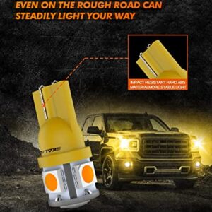 SEALIGHT 194 LED Bulb, 168 T10 LED Bulb Amber 2700k Yellow 2825 for Turn Signal Side Marker Dome Lights, 12V Cab Running Parking Tail Lights, (Pack of 10)