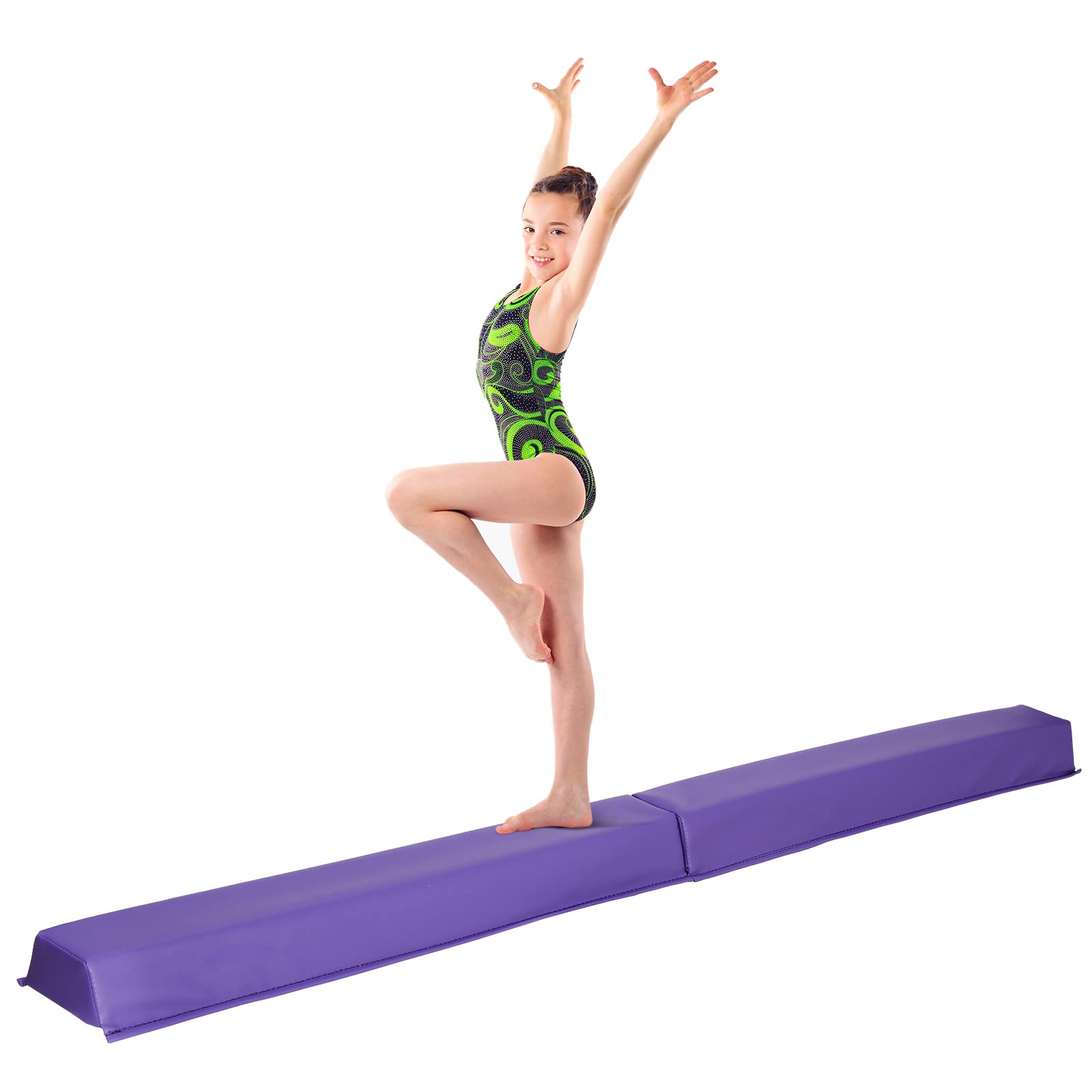 6ft/9ft Balance Beam for kids, foldable gymnastics beam for home, Folding Floor Gymnastics Equipment for Kids Adults,Non Slip Base Covered with PVC (6 FT)