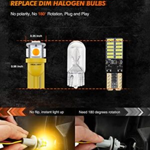 SEALIGHT 194 LED Bulb, 168 T10 LED Bulb Amber 2700k Yellow 2825 for Turn Signal Side Marker Dome Lights, 12V Cab Running Parking Tail Lights, (Pack of 10)