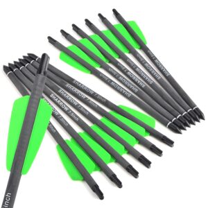 SHARROW Carbon Crossbow Bolts 7.5 Inch Hunting Archery Carbon Arrows with 2" Vanes Replaced Arrowhead Tip for Bow Shooting Practice Outdoor Hunting (Pack of 6/12) (6pcs Arrows)