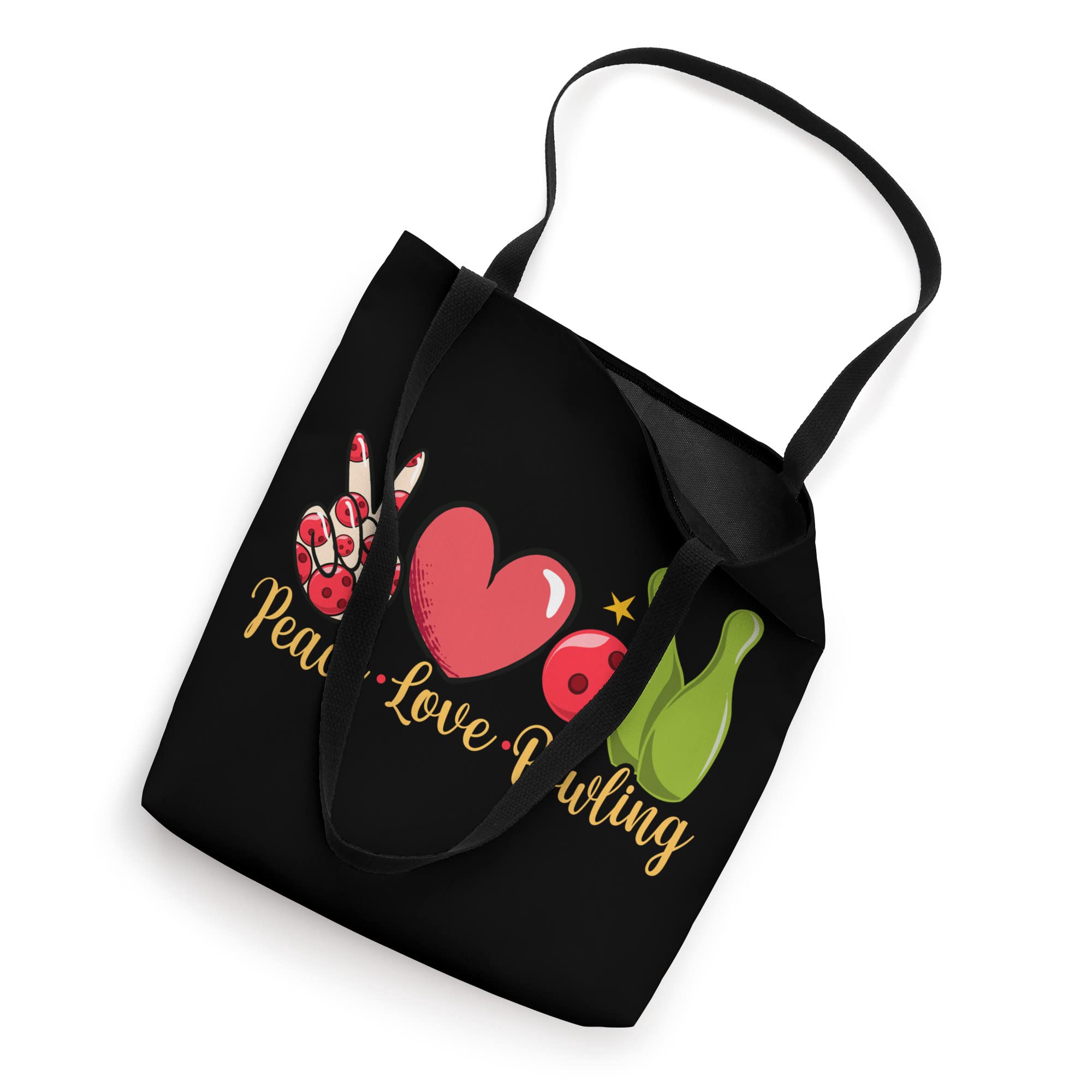 Funny Peace Love Bowling Bowlers Strike Balls Sports Tote Bag