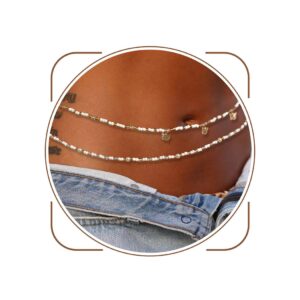 Cosydays Elastic Waist Bead Belly Chain Butterfly Body Beaded African Belly Beads Accessories for Women