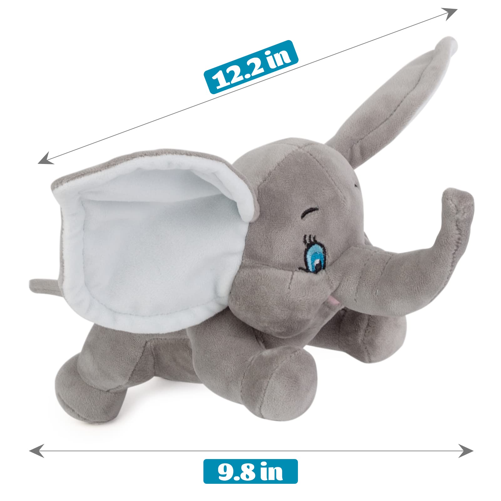 Homily Stuffed Elephant Plush Animal Toy 9.8 INCH Valentines Day Gifts for Kids Super Soft Plush Elephant Stuffed Animal Toy Gifts for Boys Girls (Grey)