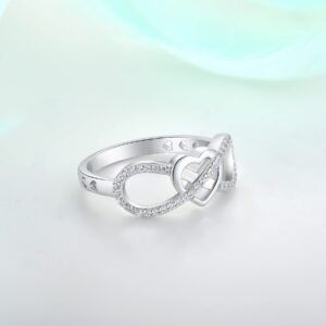 STARCHENIE Infinity Heart Ring for Women 925 Sterling Silver Love Knot Ring Promise Ring Size 8