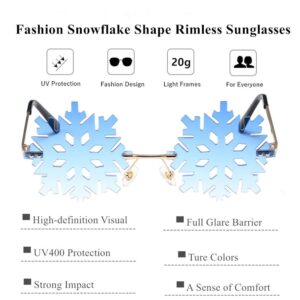 LASPOR Novelty Snowflake Shape Sunglasses for Women Men Halloween Christmas Party Glasses Prom Accessories (Blue gradient)