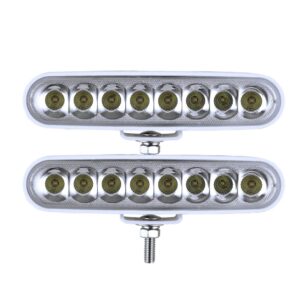 Led Boat Lights, BIGLIONX 6.5 inch Flood LED Light Bar 2 pc 80W 8600LMS Slim Led Deck Dock Marine Light Lamp IP69K 12V 24V Super Bright for Boat Truck Off-Road Car SUV (White)