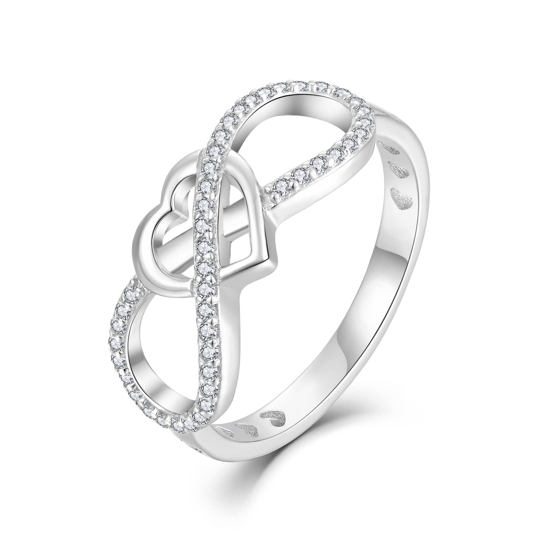 STARCHENIE Infinity Heart Ring for Women 925 Sterling Silver Love Knot Ring Promise Ring Size 8