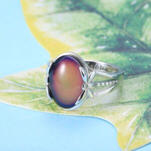 Roseinside Sterling Silver Personalized Color Changing Mood Ring -Blue stone Ring-Change Motion Mood Ring Vintage Style