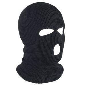 fanelik 3-hole knitted full face cover ski mask, winter balaclava warm knit full face mask for outdoor sports a-black