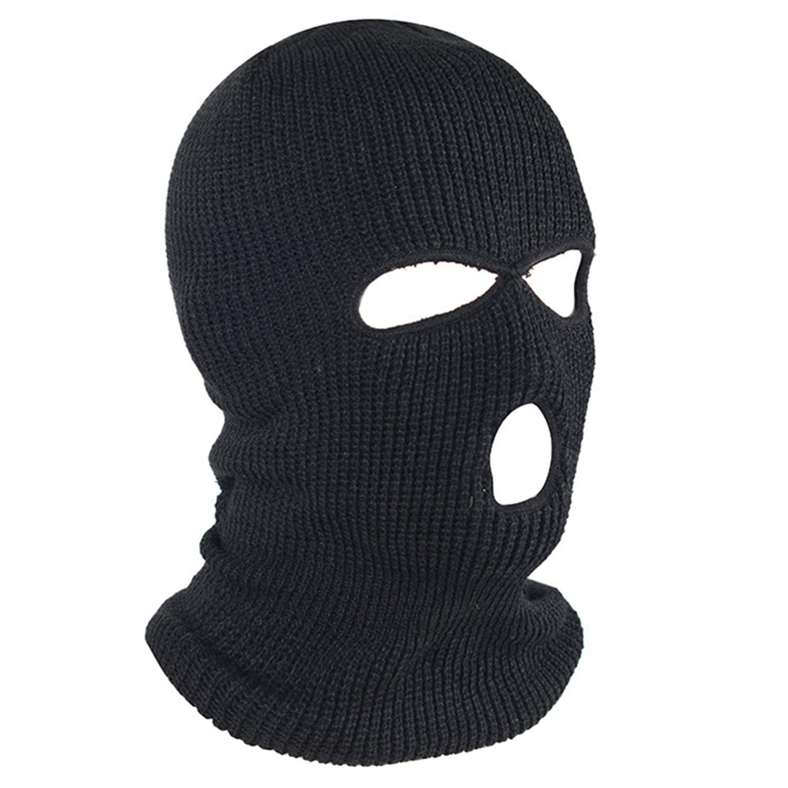 FANELIK 3-Hole Knitted Full Face Cover Ski Mask, Winter Balaclava Warm Knit Full Face Mask for Outdoor Sports A-black