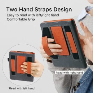 WALNEW Stand Case for 6.8” Kindle Paperwhite 11th Generation 2021- Two Hand Straps Premium PU Leather Book Cover with Auto Wake/Sleep for Amazon Kindle Paperwhite Signature Edition ereader