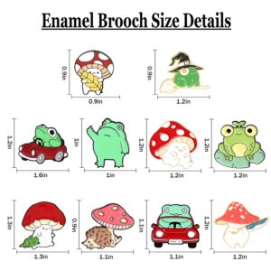 Cute Mushroom Frog Enamel Tiger Animal Pin Brooches Sets,Cartoon Lapel Badge Funny Button Cat Pins Jewelry for Backpack Cloths Hats Decorations (Frog mushroom)