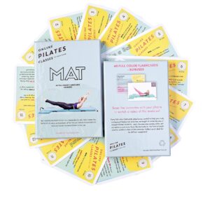 OnlinePilatesClasses Mat Pilates Workout Cards with Video Tutorials, 42 All-Level Exercise Flash Cards Ideal for Yoga, Abs, Core Workouts and Fitness Enthusiasts, No Equipment Needed