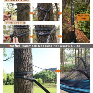 AnorTrek Camping Hammock with Mosquito Net, Double & Single Lightweight Portable Hammocks with Tree Straps, Parachute Hammock for Camping, Backpacking