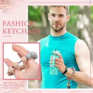 4 Pieces Silicone Key Ring Bracelet Beaded Wrislet Keychain Circle Keychains for Women Round Keychain Bracelet Portable Car Key Holder Stretchy Bangle Keychain with Leather Tassel for Unisex Adults