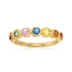 ross-simons 1.10 ct. t.w. multicolored sapphire ring in 18kt gold over sterling. size 7