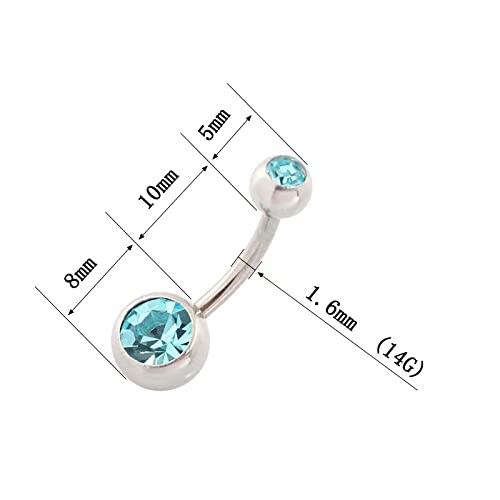 SONHWIL 12pcs 14G Stainless Steel Belly Button Rings Navel Rings CZ Curved Barbell Piercing Belly Rings for Women Body Piercing Jewelry (multiple colors)