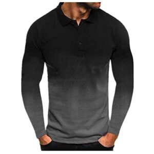 zdfer polo shirts for men, lapel button down shirt gradient printed blouse long sleeve sweatshirts casual tops slim fit mens christmas shirts golf shirts ping golf shirts for men polo shirts for men