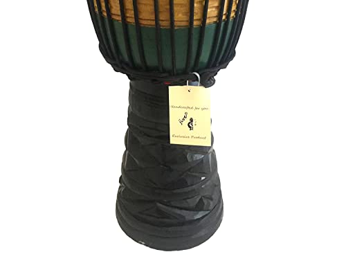 JIVE Djembe Drum Bongo Congo Hand Carved SOLID Mahogany Wood Drum LARGE 16" High African Rasta Drum - Professional Quality - JIVE BRAND