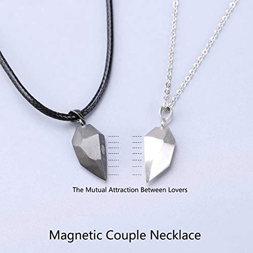 4Pcs Couples Bracelets Necklace Set for Women Men Matching Heart Necklace for Couple Long Distance Relationship Bracelet for Valentine's Day Couple Gifts(A:silver-chain)