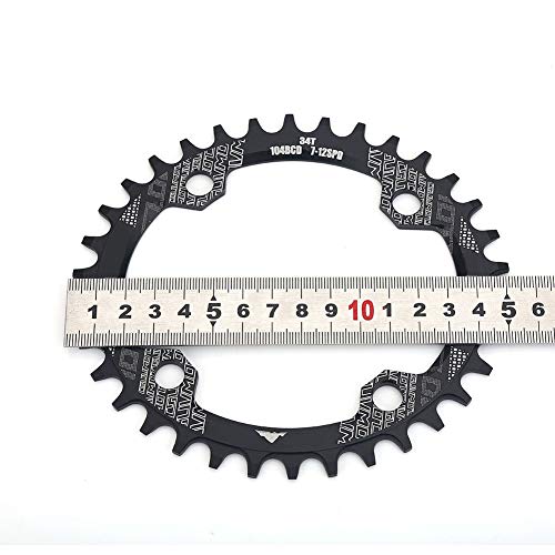 High Strength Bicycle Chainring Unique Teeth Design Oval Bicycle Chainring Lightweight Compatible Road Bikes Mainstream Bike for Mountain Bikes for Bike(Ellipsoid Black, 34T)