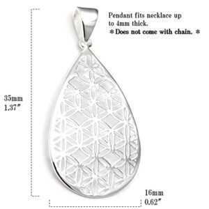 COSUMOSU flower of life Sacred Geometry Tear Drop 925 Sterling Silver Pendant