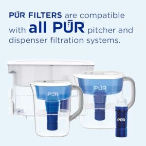 PUR PLUS 11-Cup Water Filter Pitcher with 1 Lead-Reducing PUR Plus Filter, Dishwasher Safe, Powerful Filtration, Filter Change Indicator Light, White, PPT111W