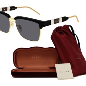 Gucci GG0603S 001 56MM Black/Grey Square Sunglasses for Men + Bundle with Designer iWear Eyewear Kit