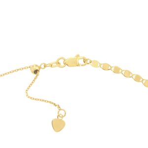 JEWELHEART Solid 14k Gold Chain Adjustable 13” To 17” Link Necklace For Women Mirror Valentino Gold Chain Flat Gold Choker Necklace Dainty Gold Collar Necklace