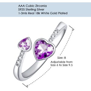 LANE WOODS June Birthstone Ring Dainty Adjustable Minimalist Rings for Women Best Friend (Light Purple)