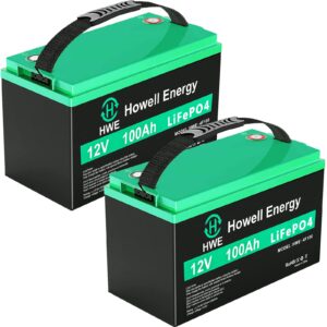 hwe 12v battery, 12v 100ah lithium battery 4000~8000 cycles rechargeable deep cycle battery built-in 100a bms for rv camper, marine, solar energy storage, ups battery replacement