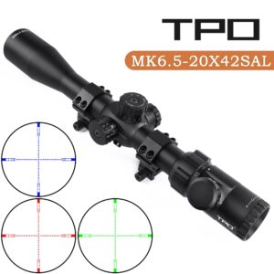 MK6.5-20X42SAL Hunting Rifle Scope 30mm Tube Red/Green/Blue Illuminated Glass Etched Reticle SFP Riflescope w/Side Parallax Adjustment (MK6.5-20X42)