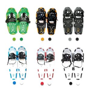 Snowshoes,Lightweight Aluminum Frame,13-Point Heavy Duty Crampons,UV Shoe Decking, and Ratchet System for Secure Fit Complete with Carry Bag (Green, 17)