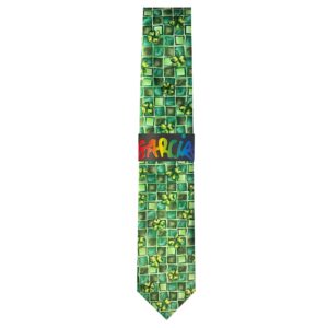 Jerry Garcia Men's St. Patrick's Day Mosaic Squares Green Shamrocks Irish Clovers More Arches Artwork Regular Neck Tie, Regular - 58 inch