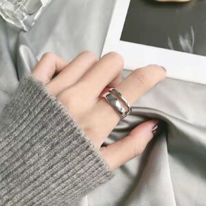 XIANGTAO 925 Sterling Silver Rings Adjustable - Women's Ring Adjustable Cool Wave Ring Open Ring Personalized Ring