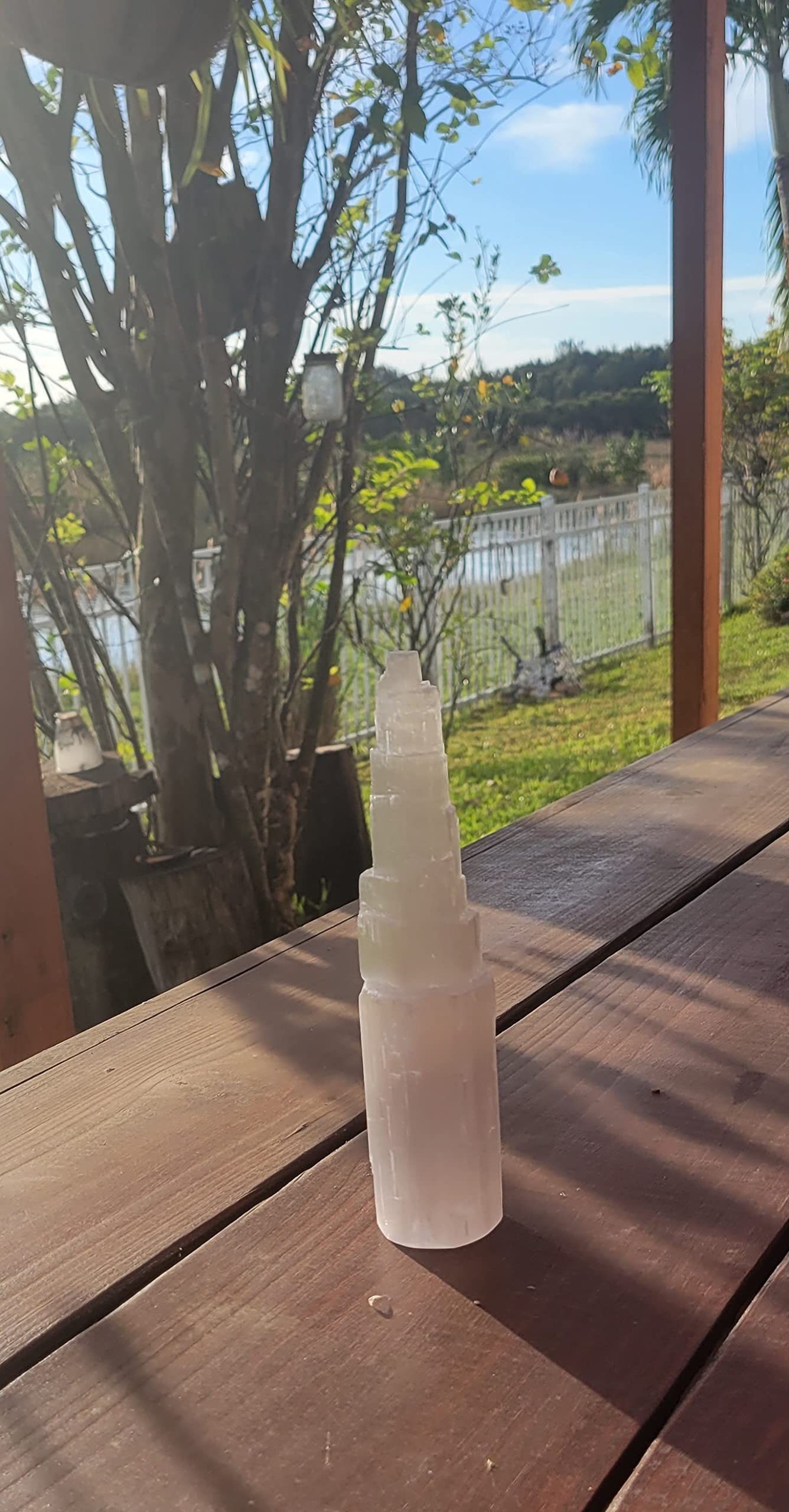 Pachamama Essentials Large Selenite Tower 8" Tall Skyscraper Healing Crystal Stone Reiki Meditation Energy Protection