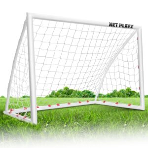 NET PLAYZ Backyard Soccer Goal Soccer Net, 6x4Ft High-Strength, Fast Set-Up (Weatherproof), White, (NOS32240)