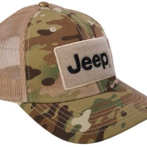 Jeep Text Logo Camo Pattern Hook and Loop Tactical Snapback Hat