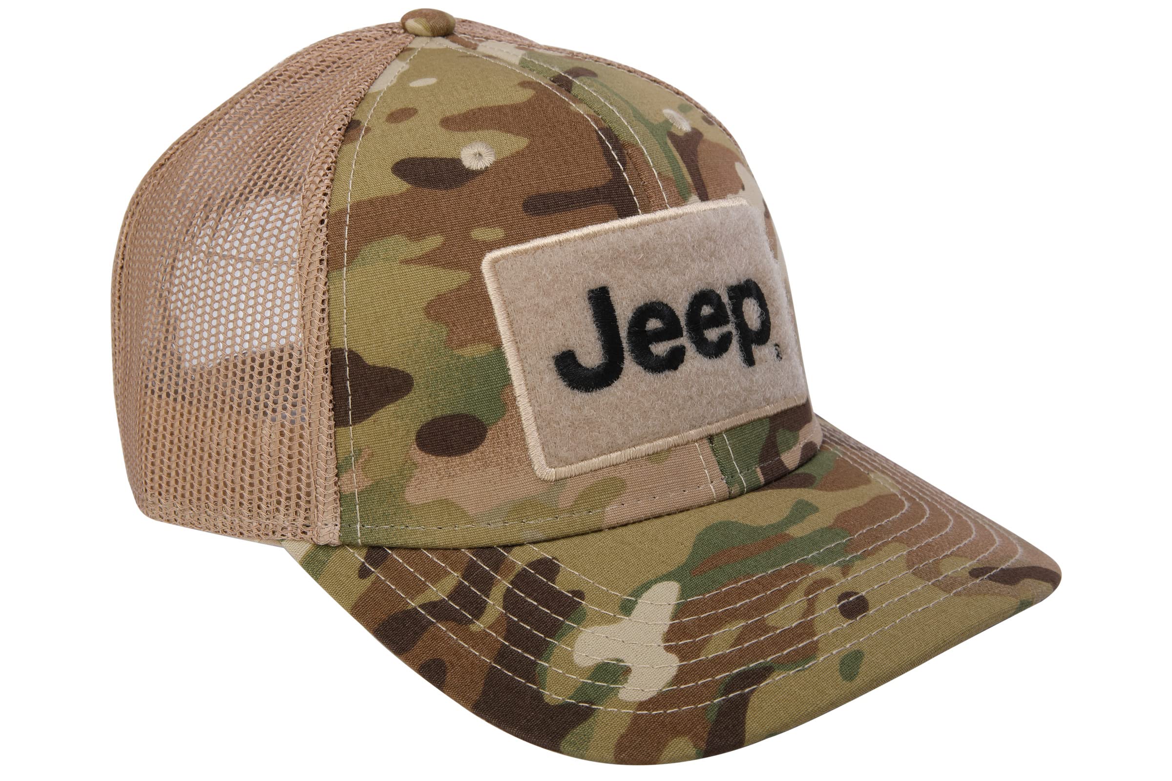 Jeep Text Logo Camo Pattern Hook and Loop Tactical Snapback Hat