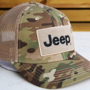 Jeep Text Logo Camo Pattern Hook and Loop Tactical Snapback Hat