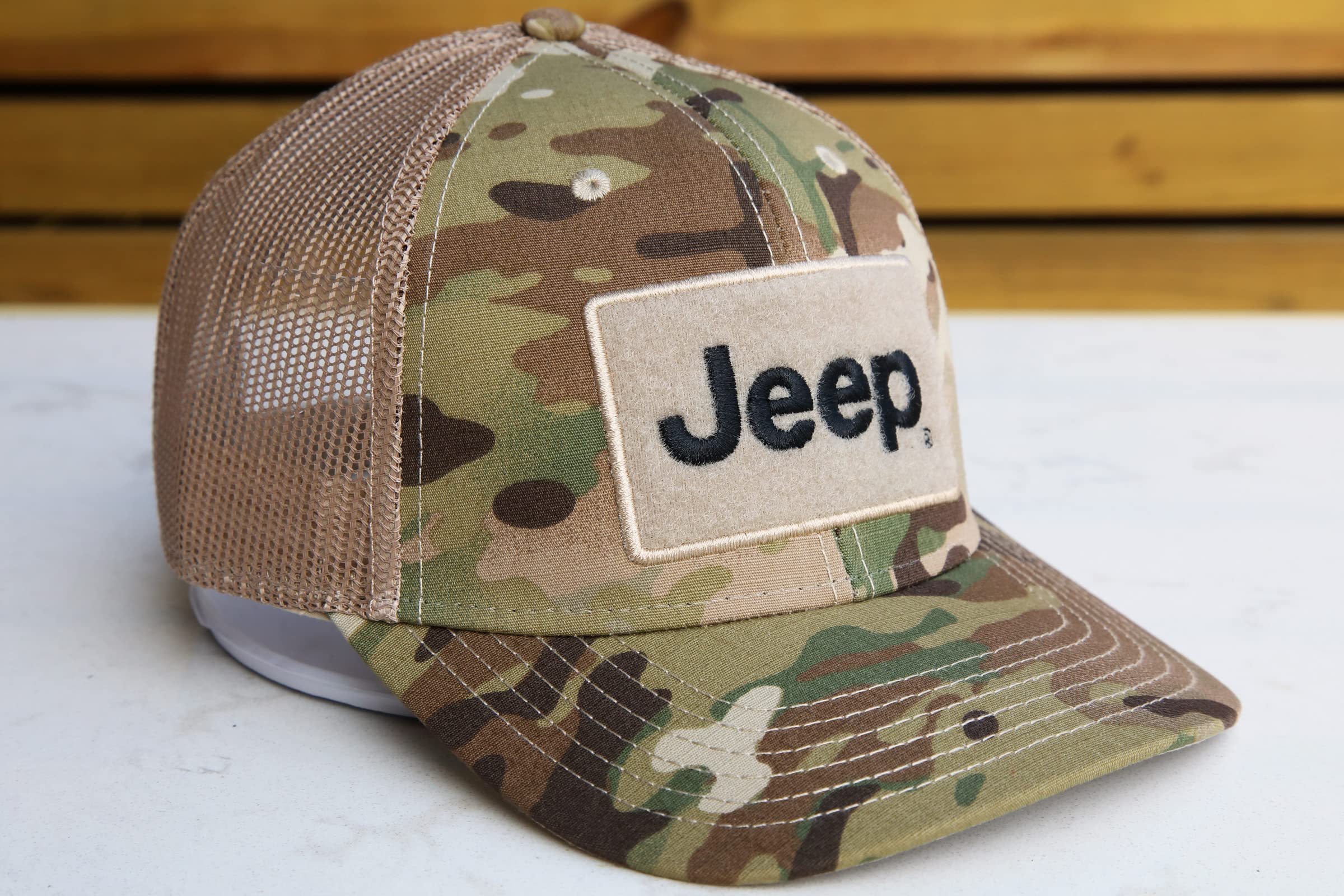 Jeep Text Logo Camo Pattern Hook and Loop Tactical Snapback Hat